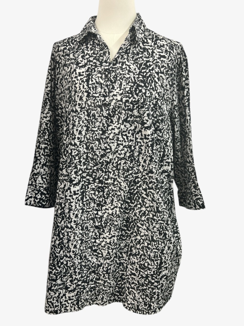 Pistola Shirt Dress Women S Black White Noise Sam Collared‎ 3/4 Sleeve Print